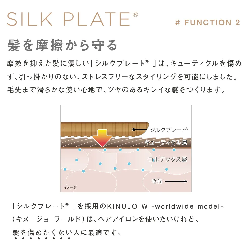 【加盟店限定10%OFF】KINUJO 　 W～worldwidemodel～ ワールドワイドモデル  シルクプレート 《海外兼用ストレートアイロン》