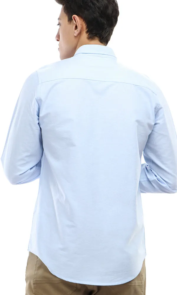 51607 Solid Button Closure Shirt - Light Blue