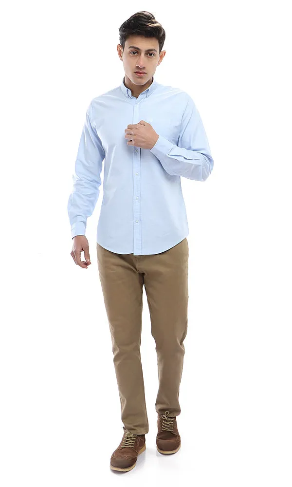 51607 Solid Button Closure Shirt - Light Blue