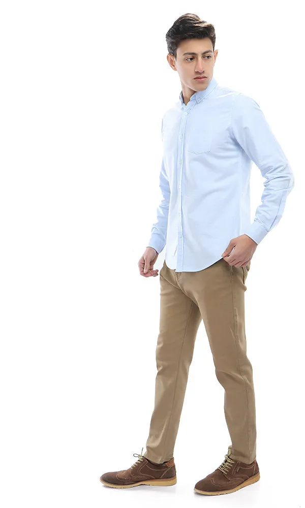 51607 Solid Button Closure Shirt - Light Blue