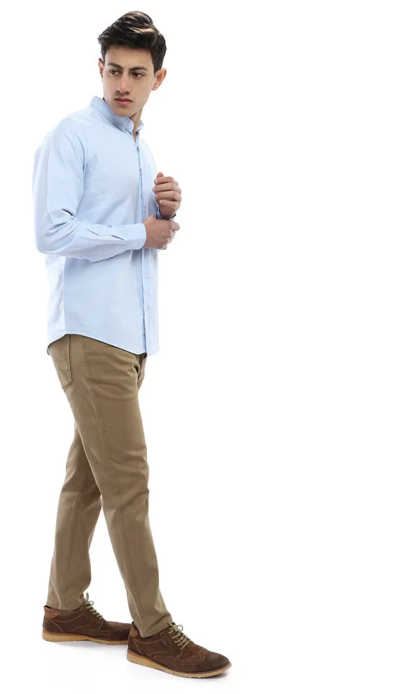 51607 Solid Button Closure Shirt - Light Blue