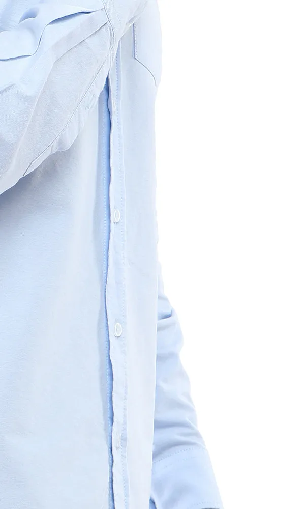 51607 Solid Button Closure Shirt - Light Blue