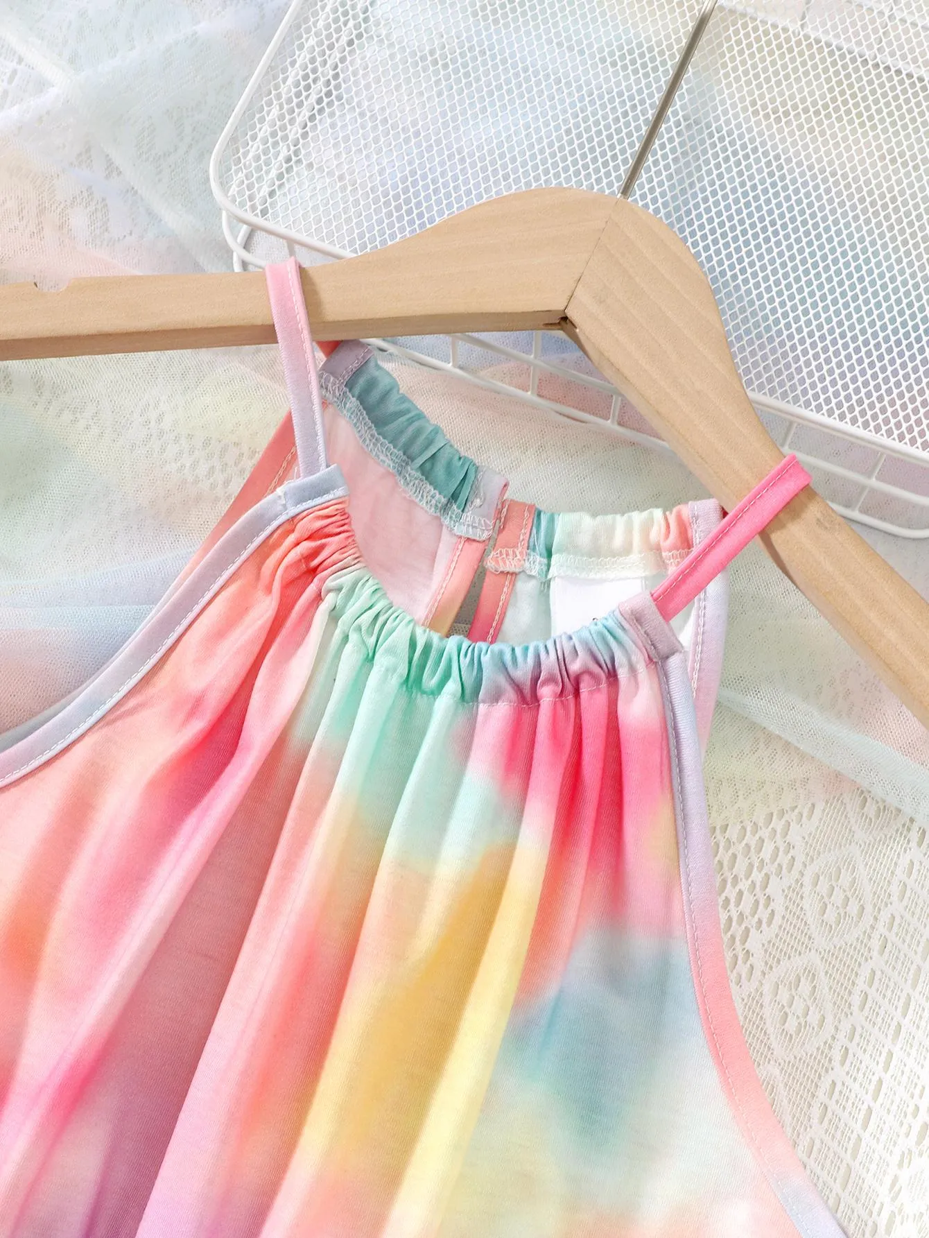 8-14Y Kid Girls Jumpsuit Big Girls Casual Tie-dye Halter Sleeveless Summer One Piece Bodysuits (Tie Dye Is Random) Catpapa 462312007