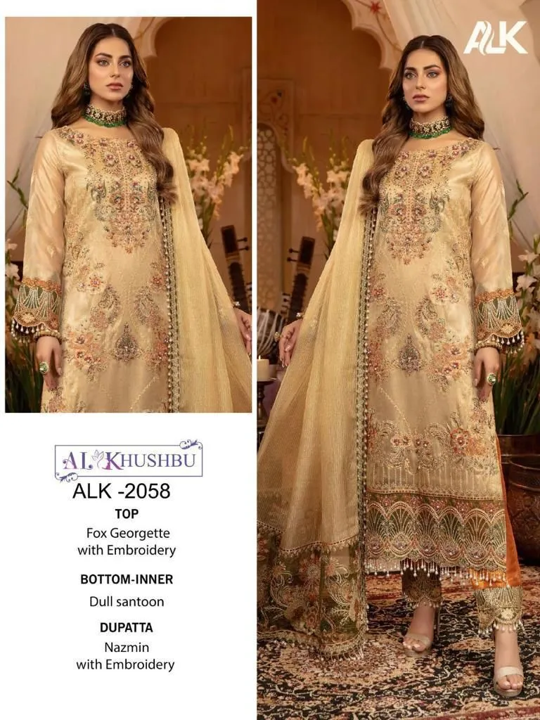 Al Khushbu Dno 2058 Georgette Designer Party Wear Pakistani Salwar Suit