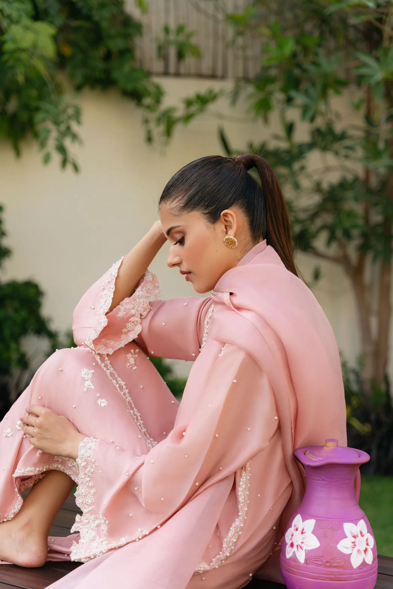 Ameema Teapink Embroidered