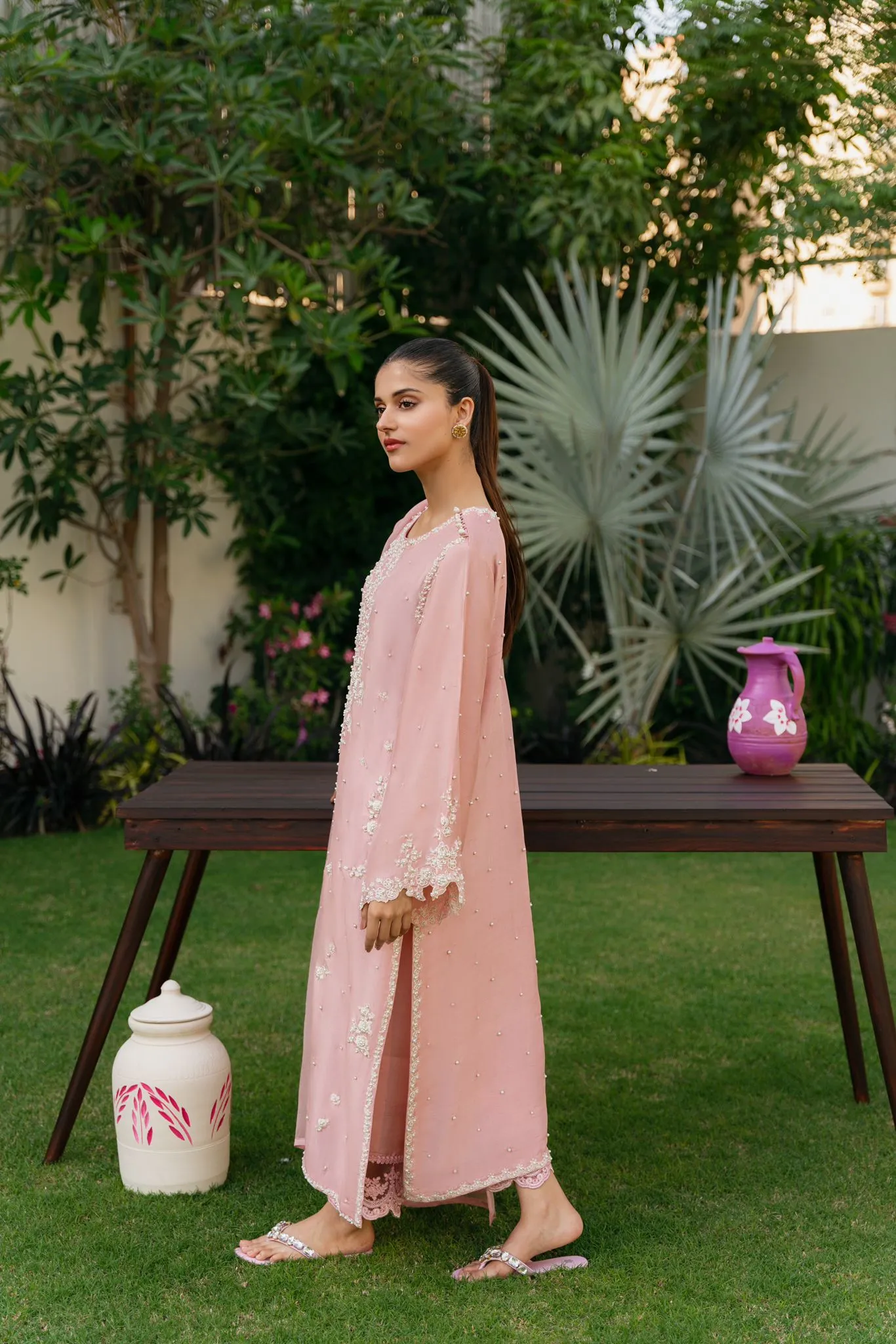 Ameema Teapink Embroidered