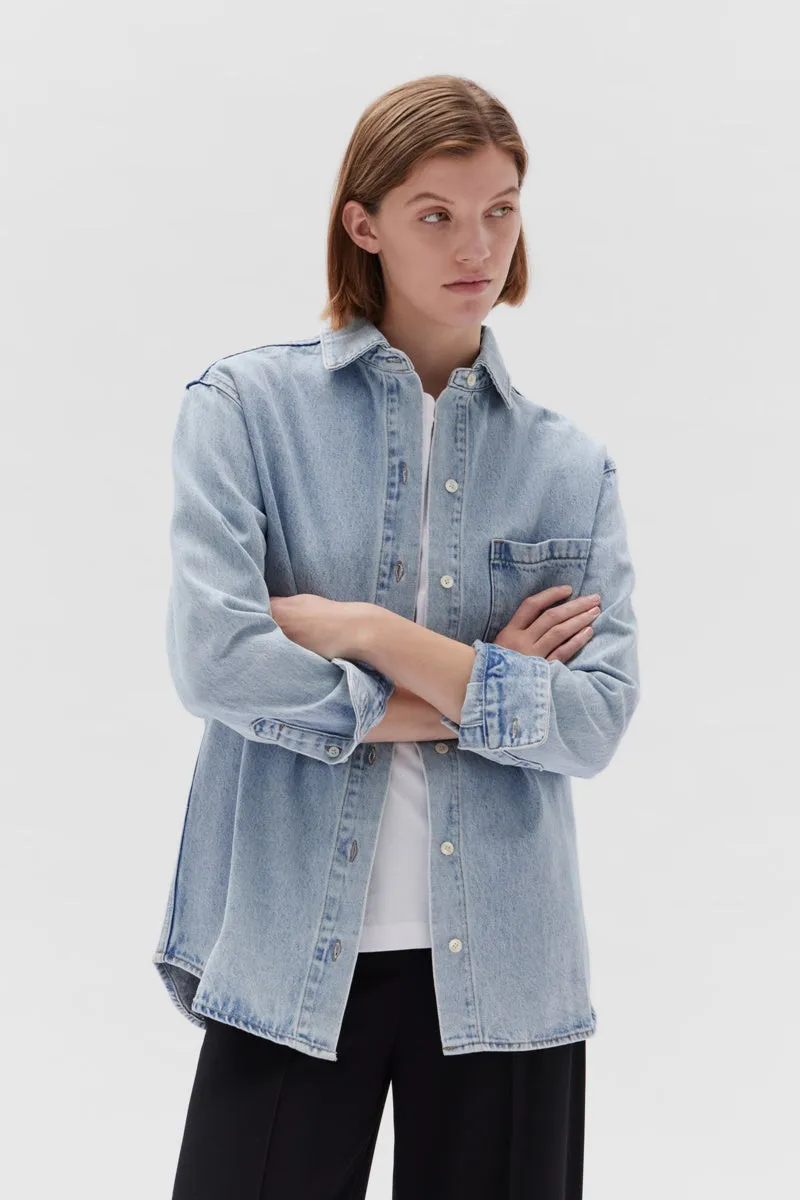 Light Stone Denim Overshirt by Assembly Label