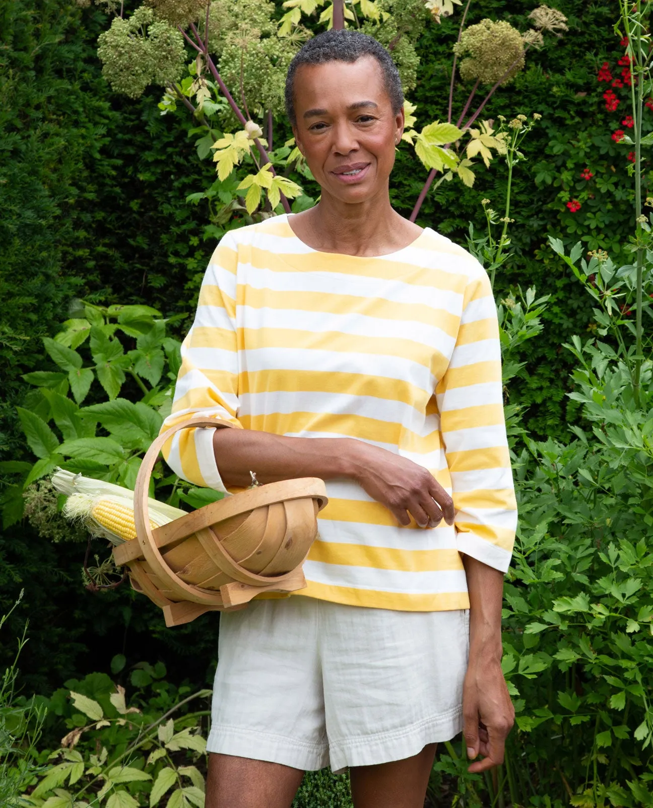 Babi Organic Cotton Top In Off White & Sunshine