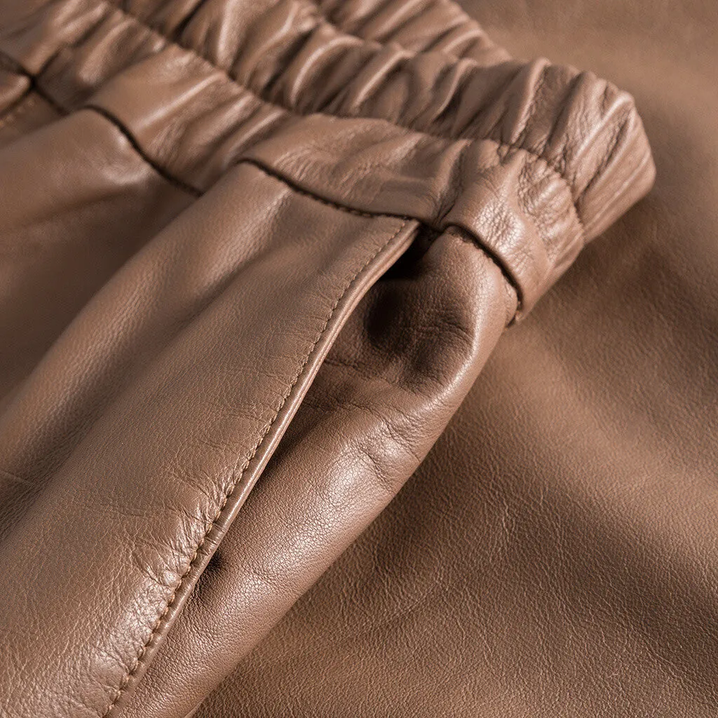 Bella HW leather pants in full length / 51114 - Mustang brown