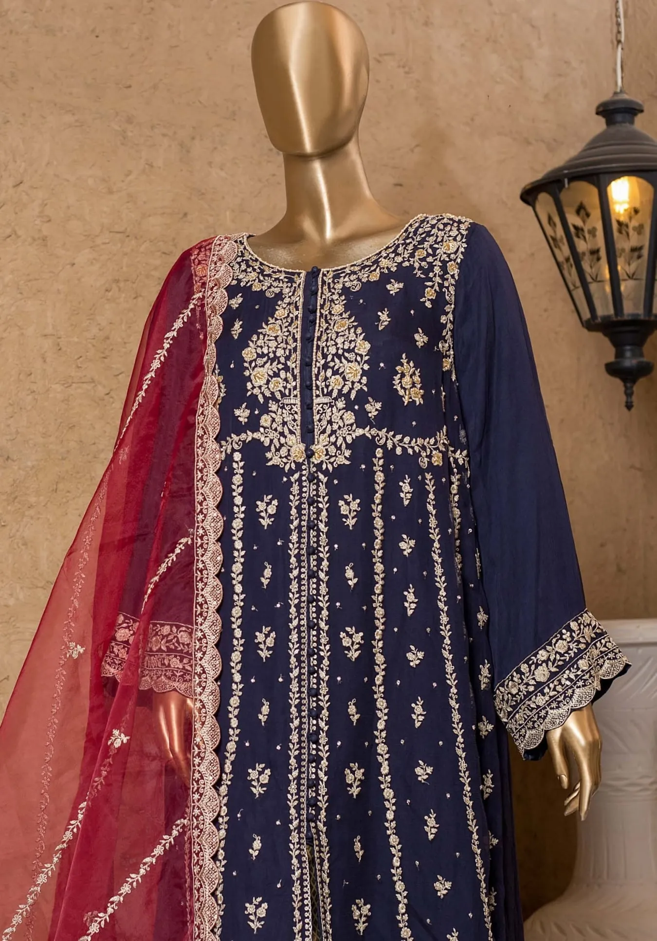 Bin Saeed Stitched 2 Piece Embroidered Chiffon Vol-05 Collection'2022-MSC-56-Blue