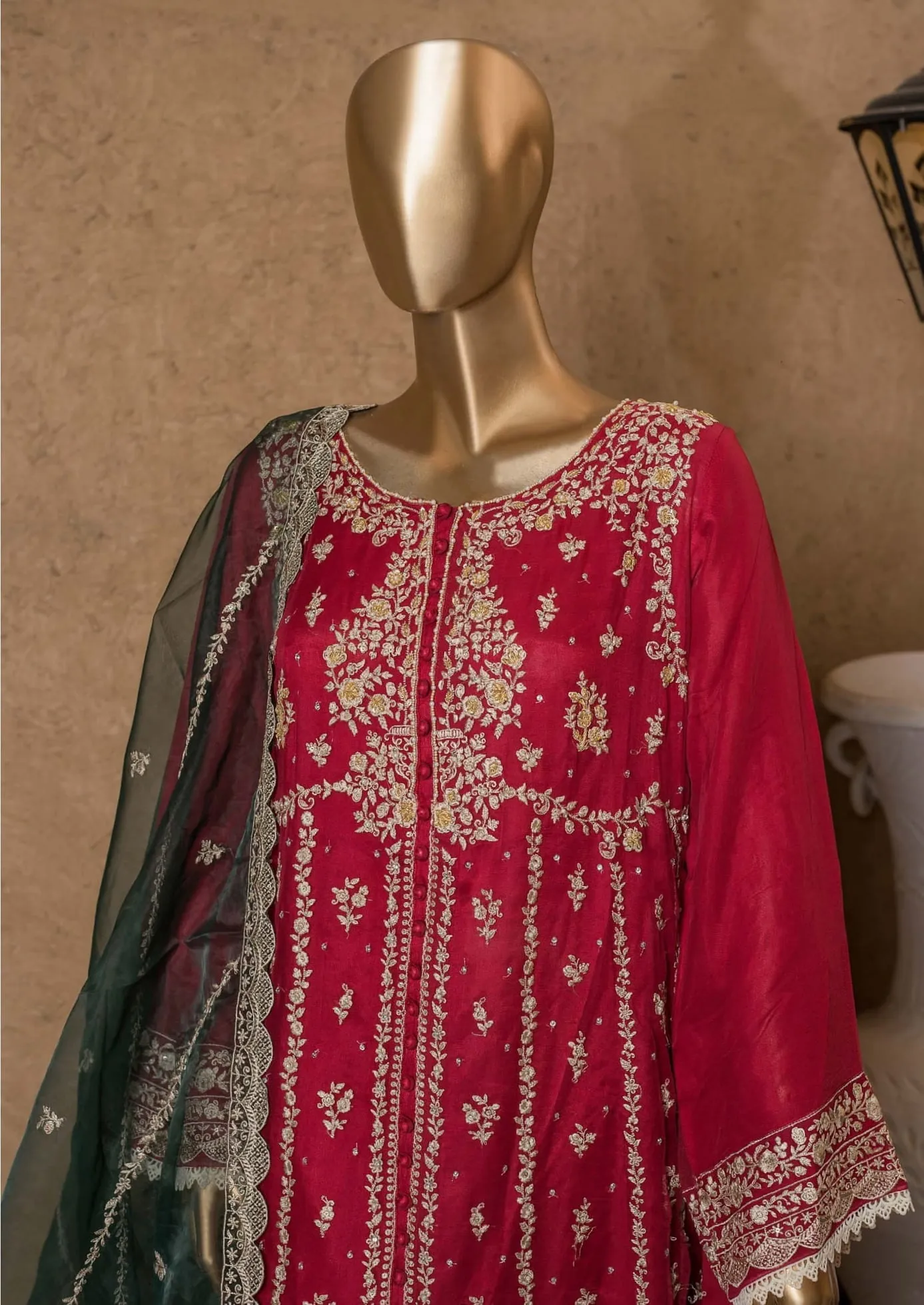 Bin Saeed Stitched 2 Piece Embroidered Chiffon Vol-05 Collection'2022-MSC-56-Maroon