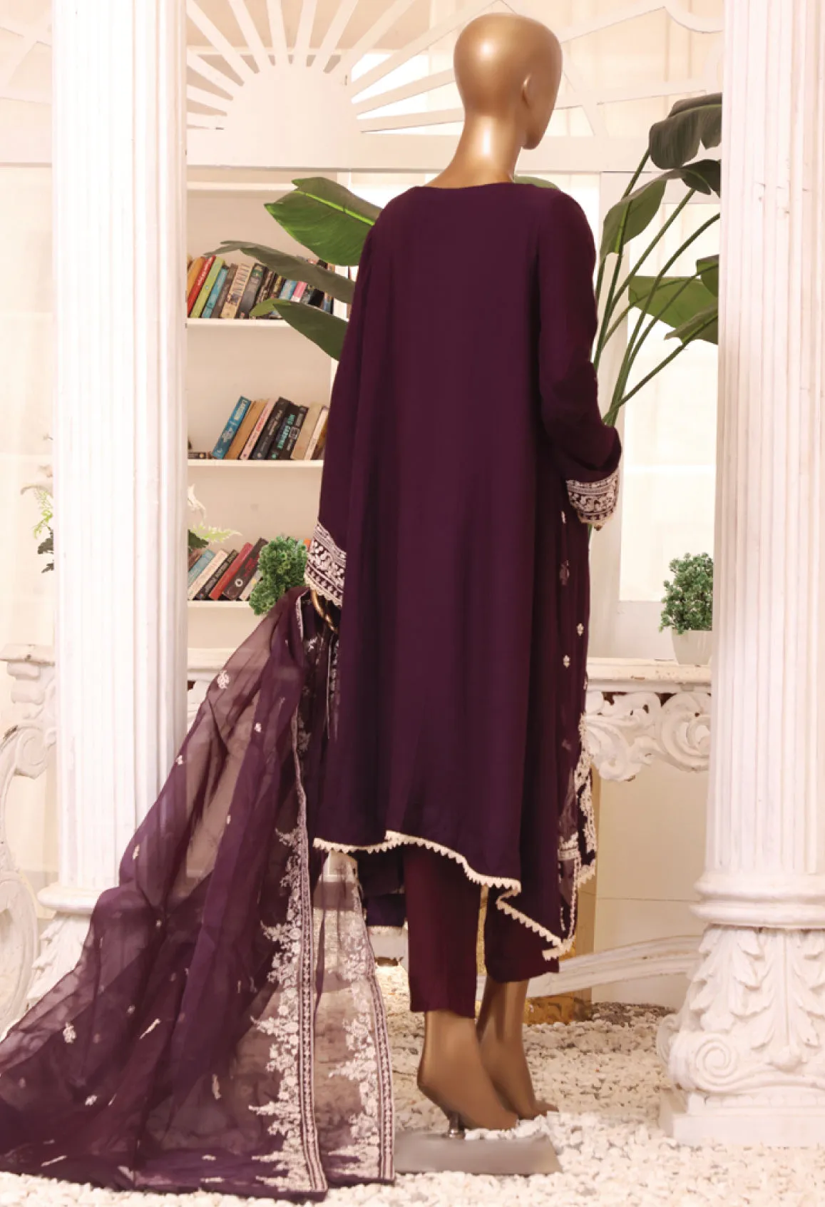 Bin Saeed Stitched 2 Piece Formal Embroidered Chiffon Collection'2022-SPFC-008-Purple