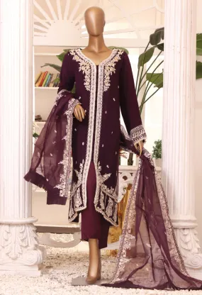 Bin Saeed Stitched 2 Piece Formal Embroidered Chiffon Collection'2022-SPFC-008-Purple