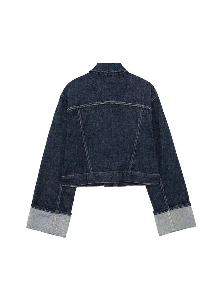 Blue Denim Dream Single-Breasted Jacket for Effortless Style