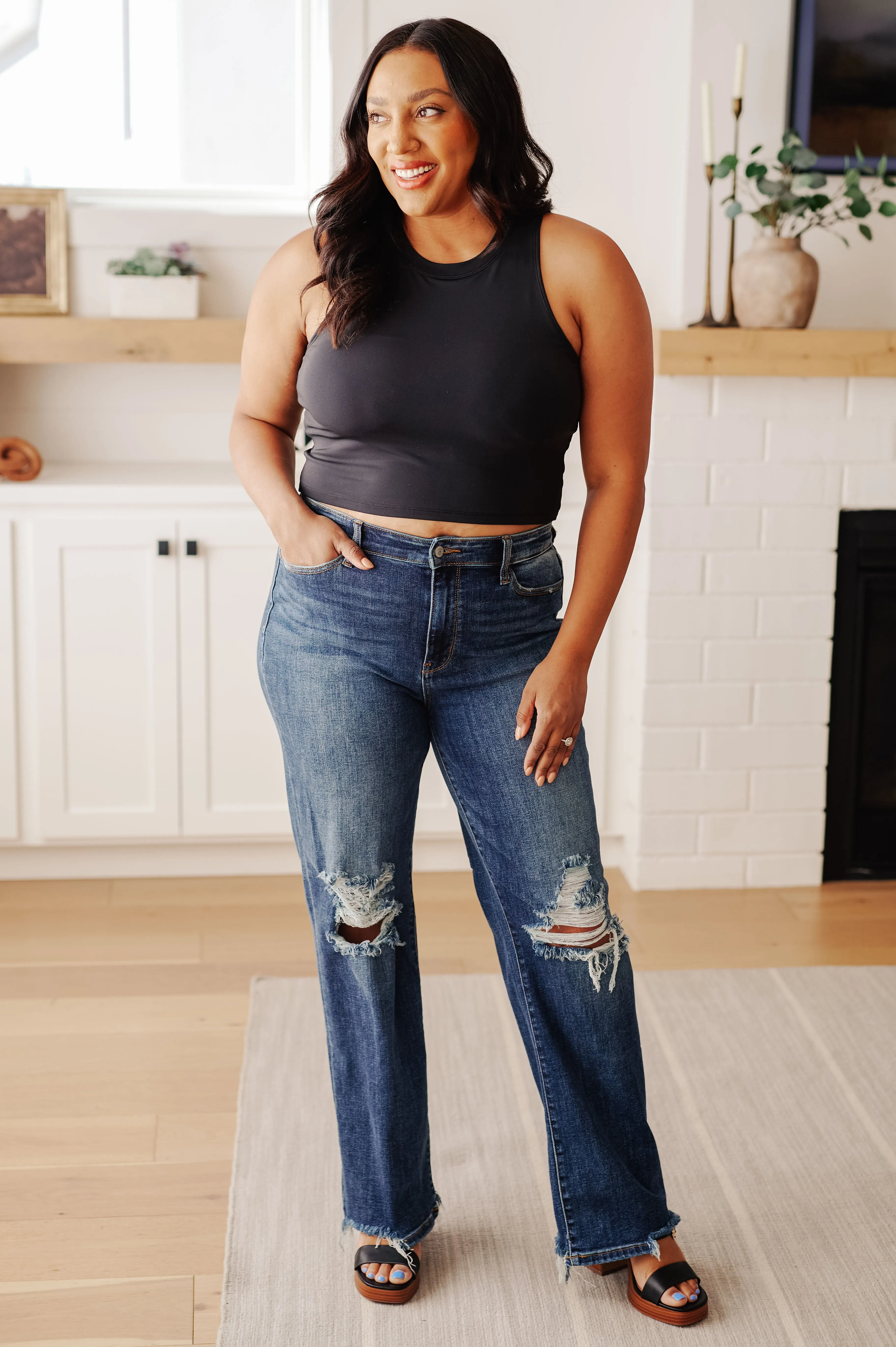 Byrne Halter Crop Tank in Black