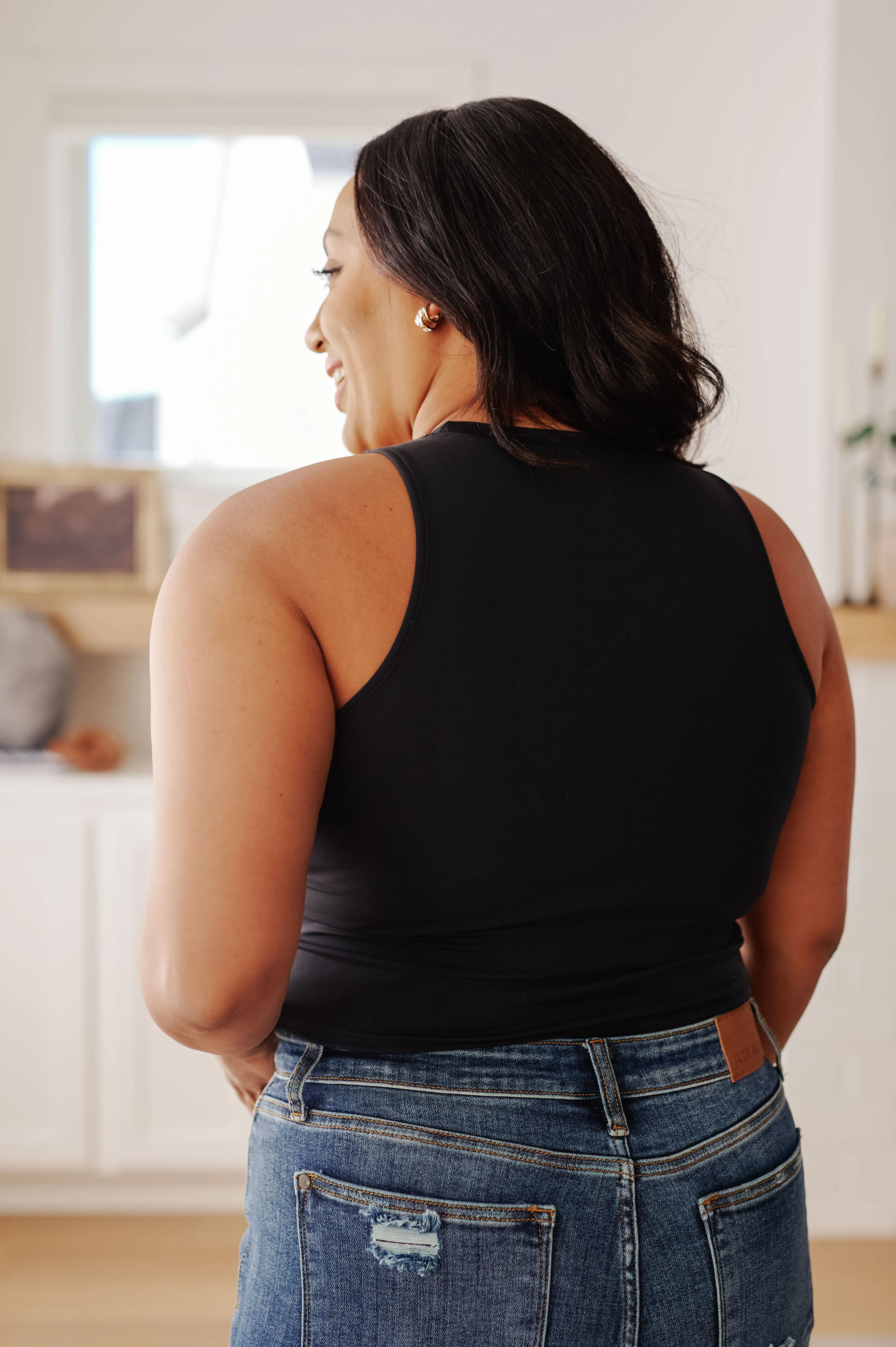 Byrne Halter Crop Tank in Black