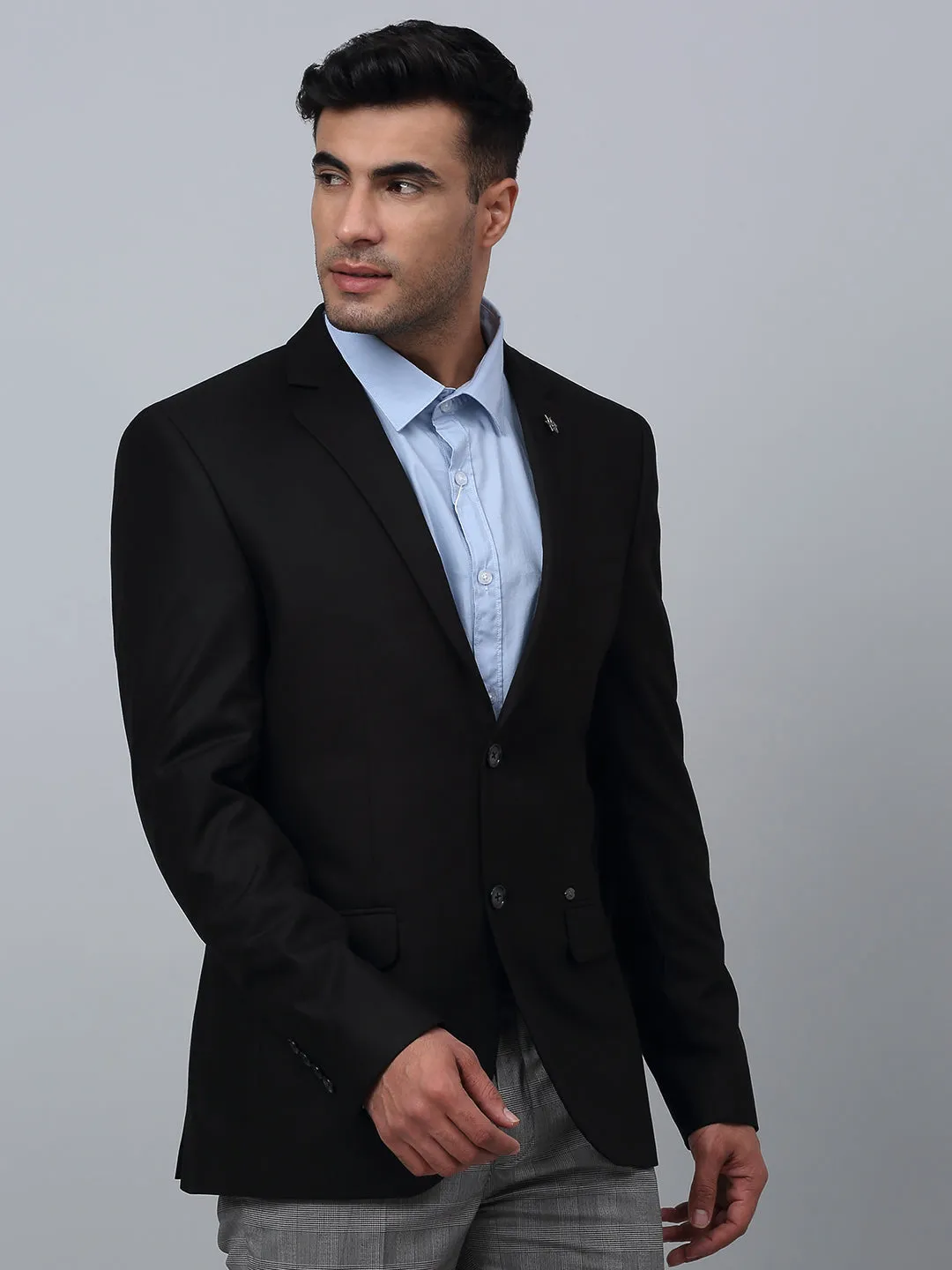 Stylish Cantabil Mens Formal Blazer in Black with Full Sleeves