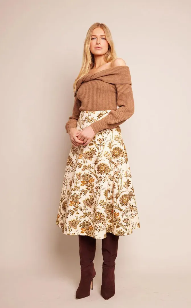 CARA CARA Aisha Midi Skirt, Turtledove Vint Blossom