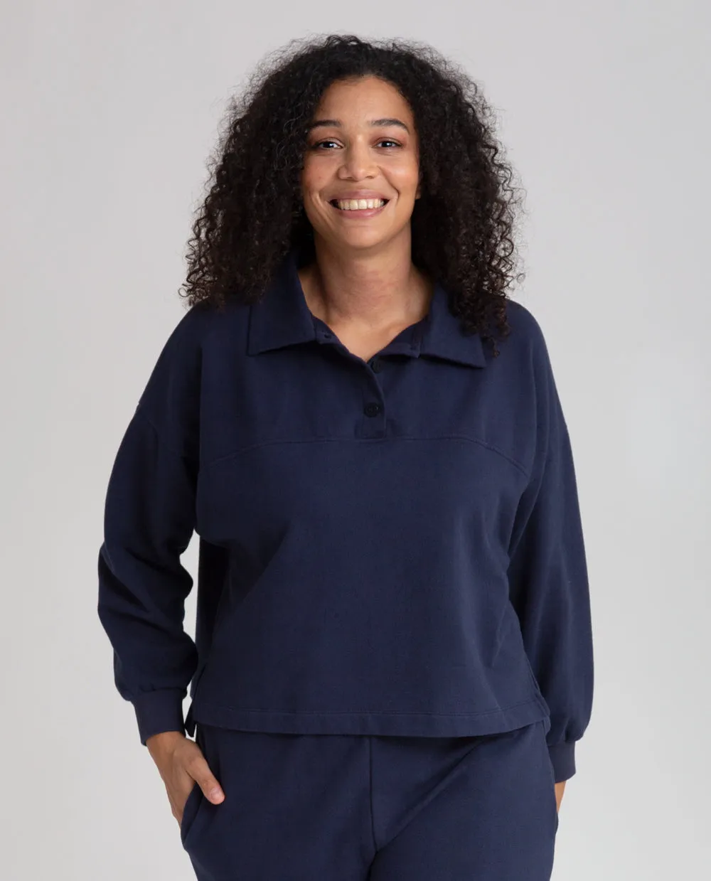 Clare Organic Cotton Top In Navy