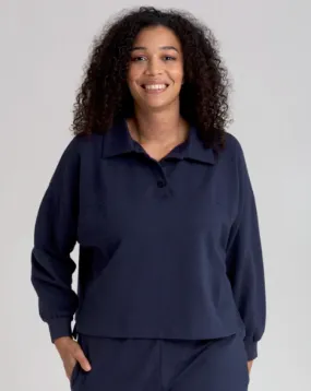 Clare Organic Cotton Top In Navy