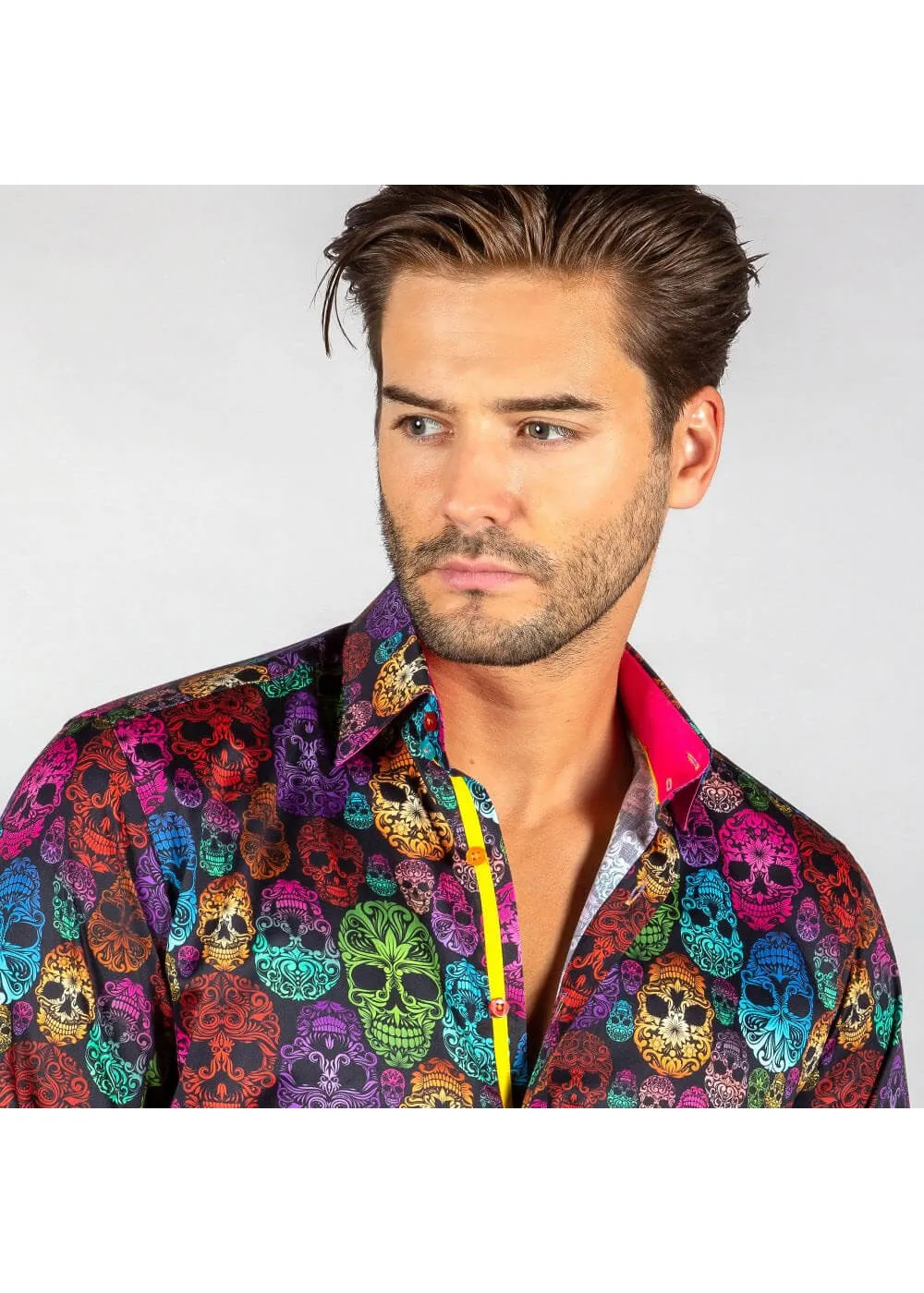 Claudio Lugli Men's Bright Skulls Shirt Black