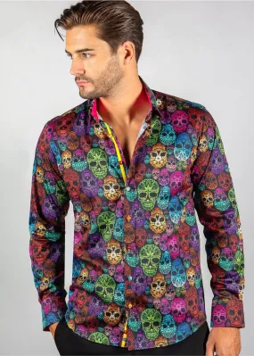 Claudio Lugli Men's Bright Skulls Shirt Black