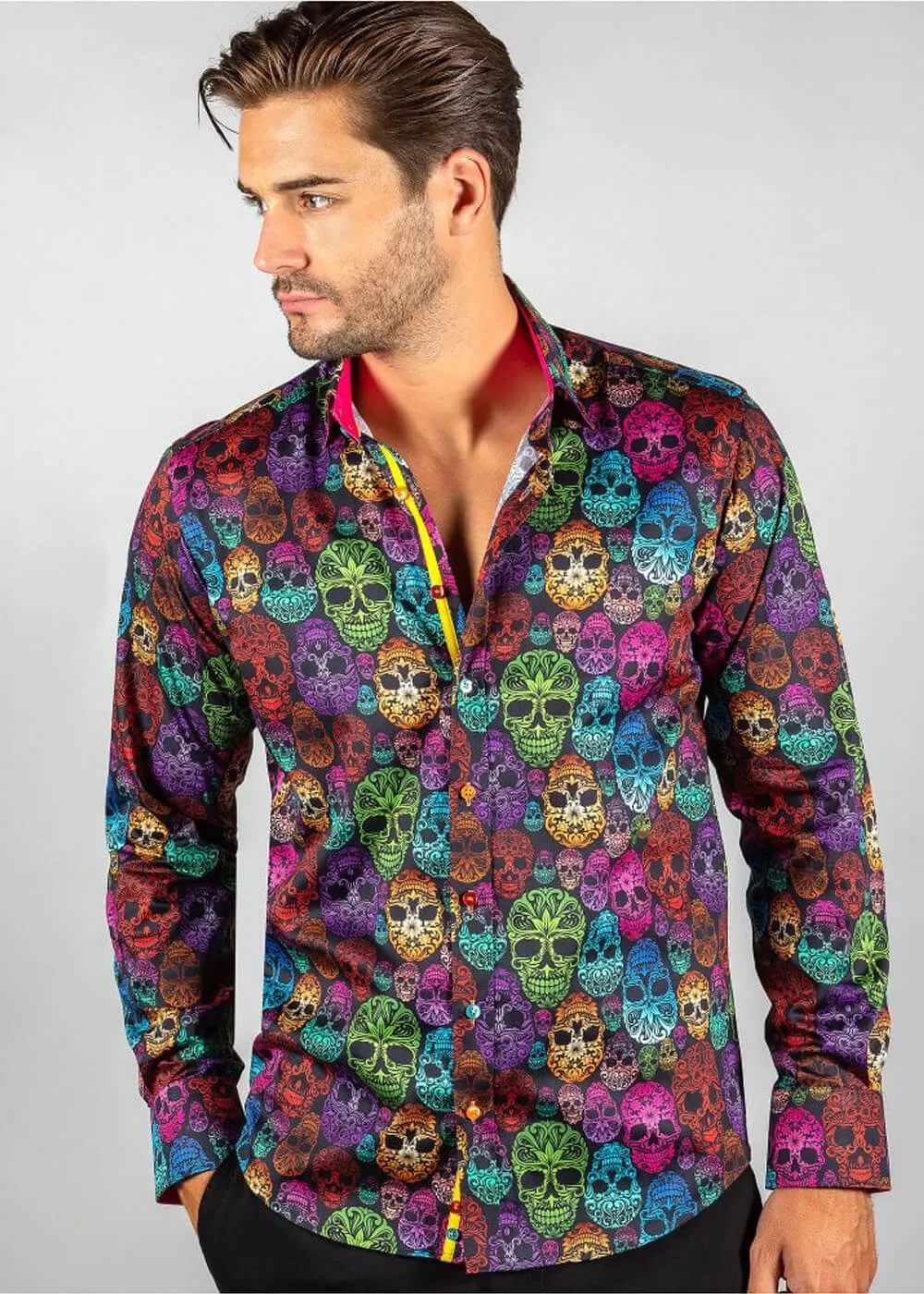 Claudio Lugli Men's Bright Skulls Shirt Black