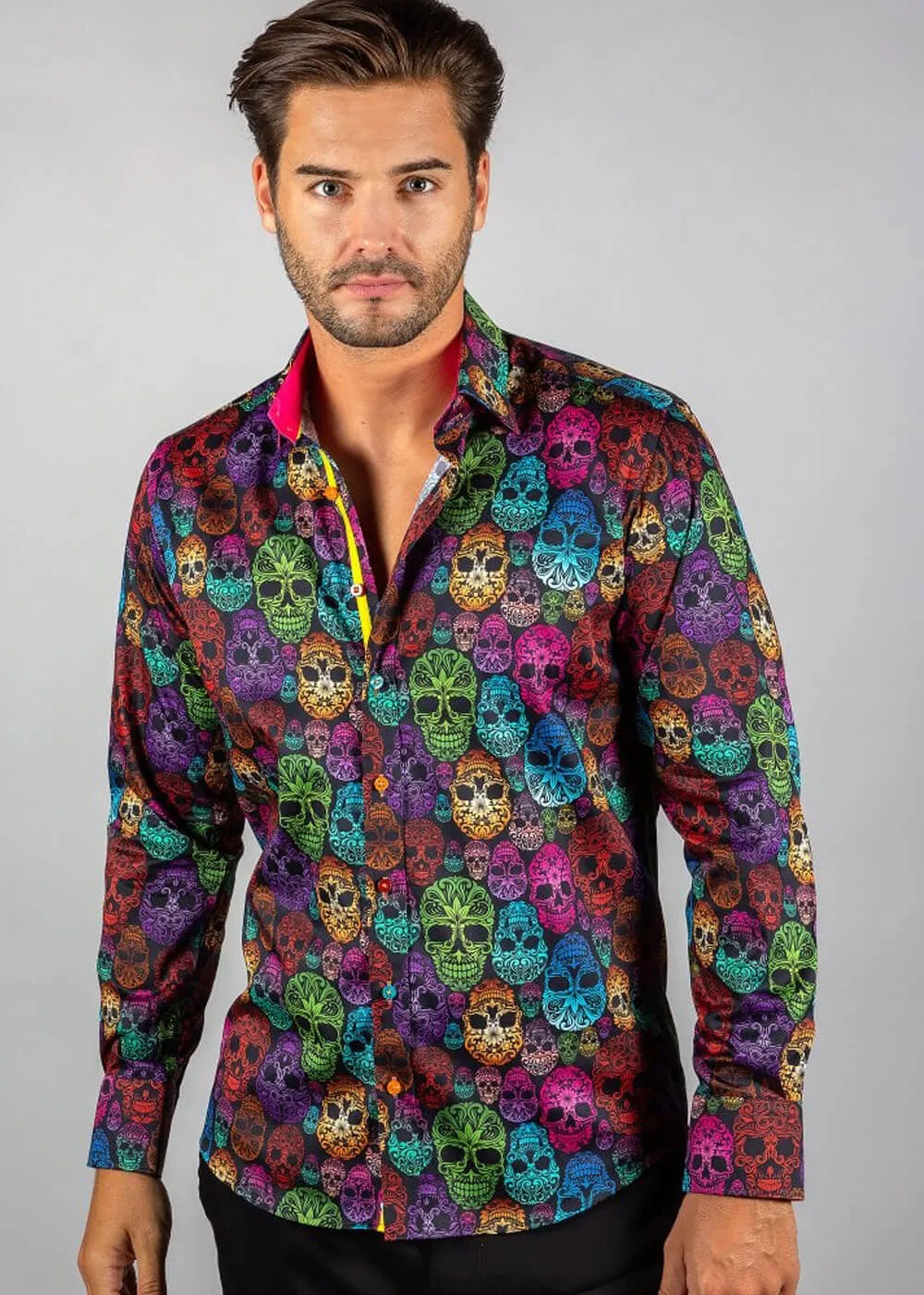 Claudio Lugli Men's Bright Skulls Shirt Black