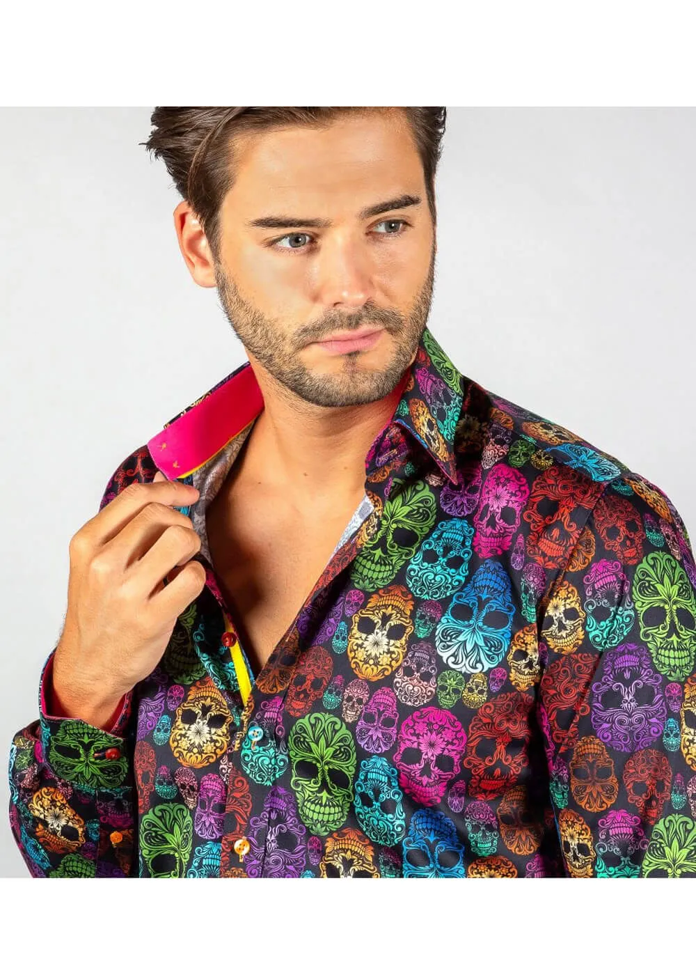 Claudio Lugli Men's Bright Skulls Shirt Black