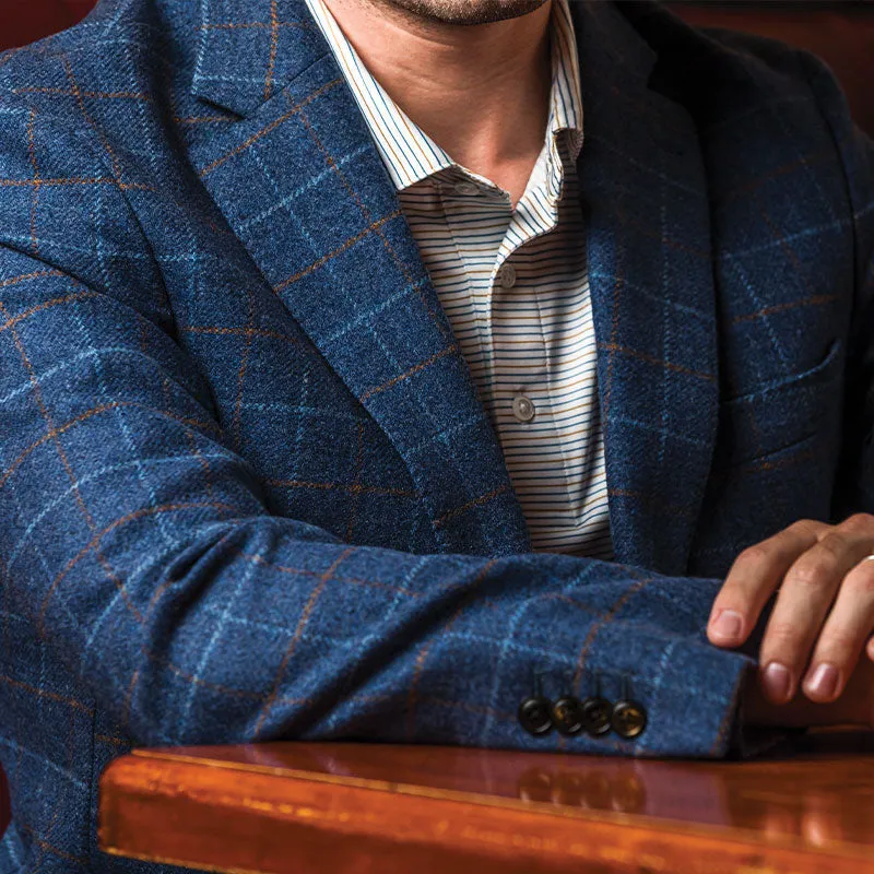 Country Blue Windowpane Sport Coat - Stylish Mens Jacket for a Classic Look