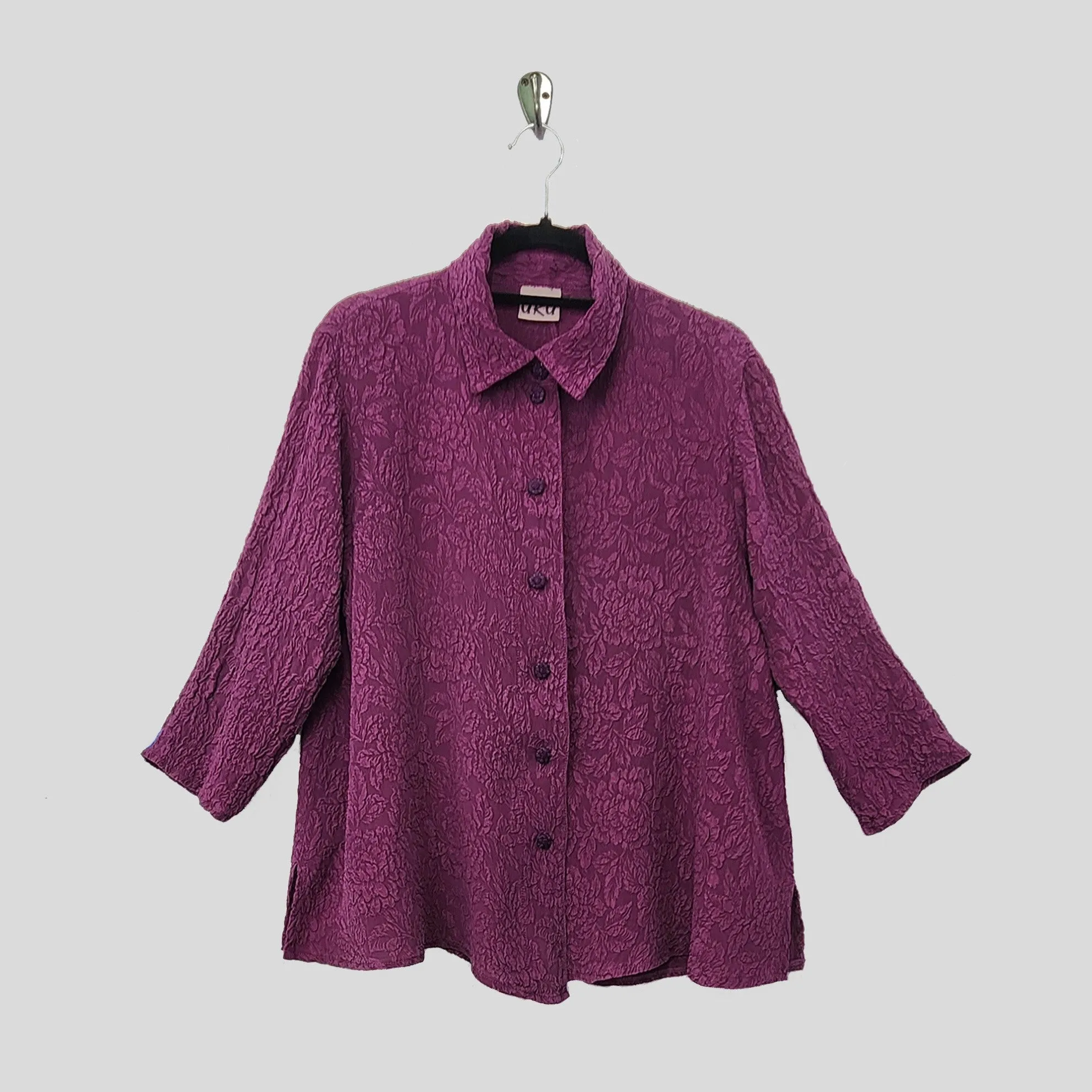 Country Shirt in Mulberry Textured Silk