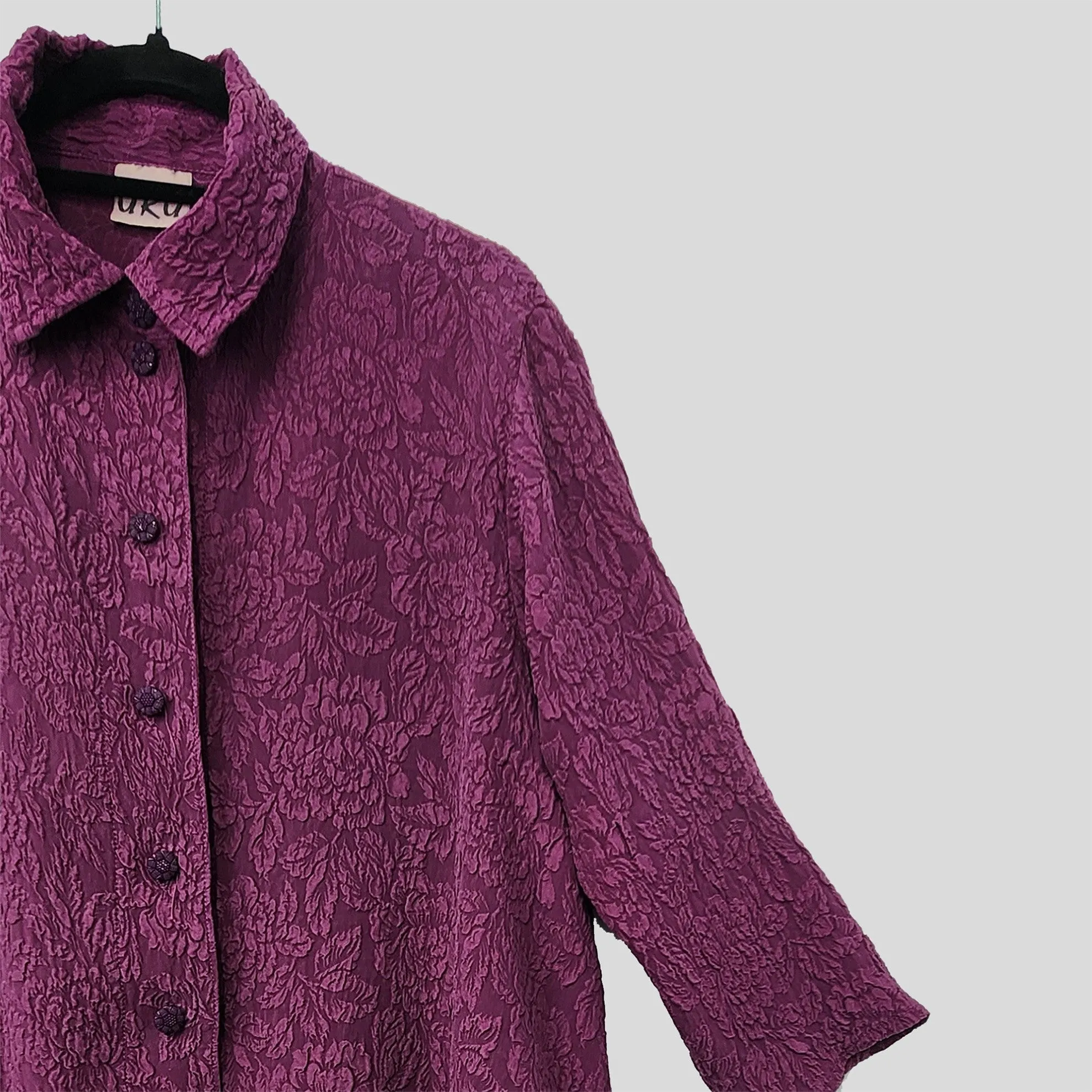 Country Shirt in Mulberry Textured Silk
