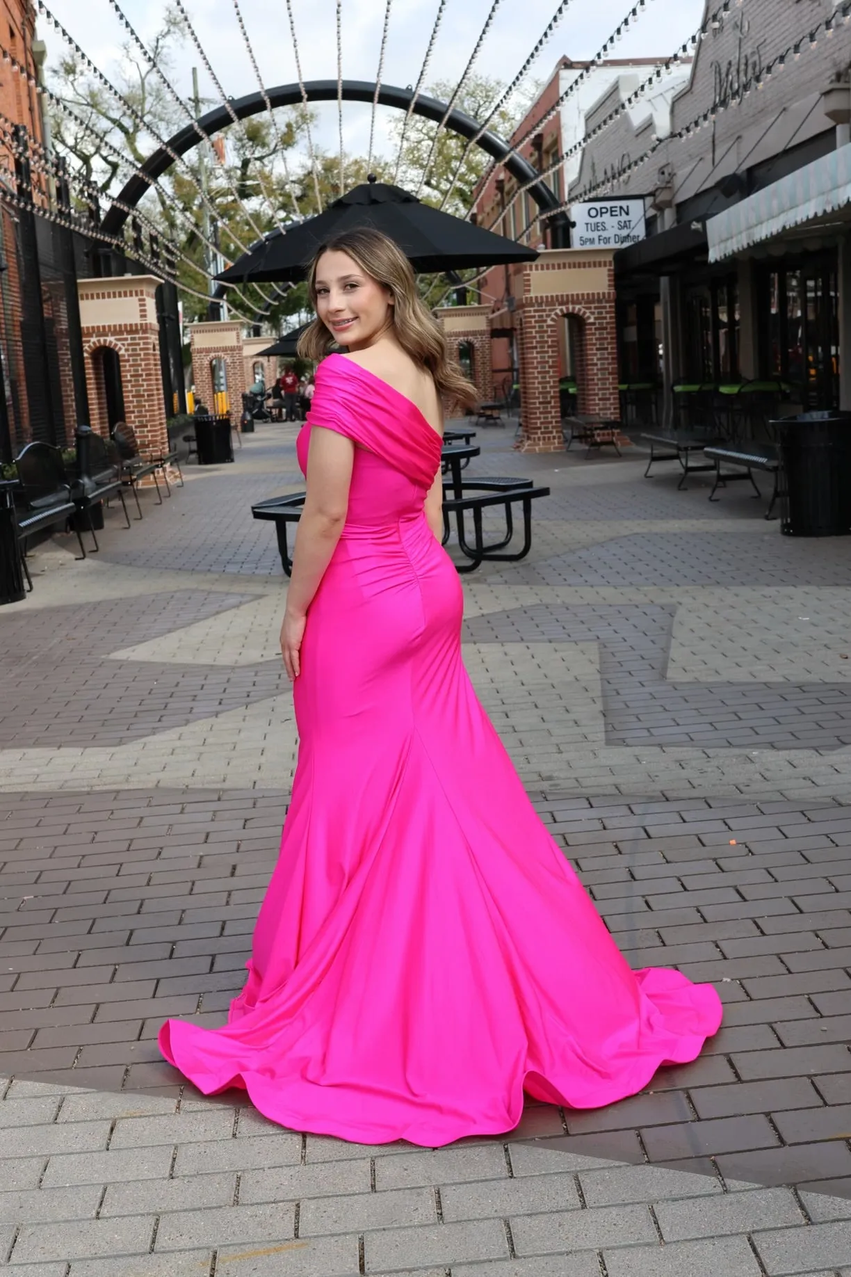 Danika Stretch Satin Gown With Gloves