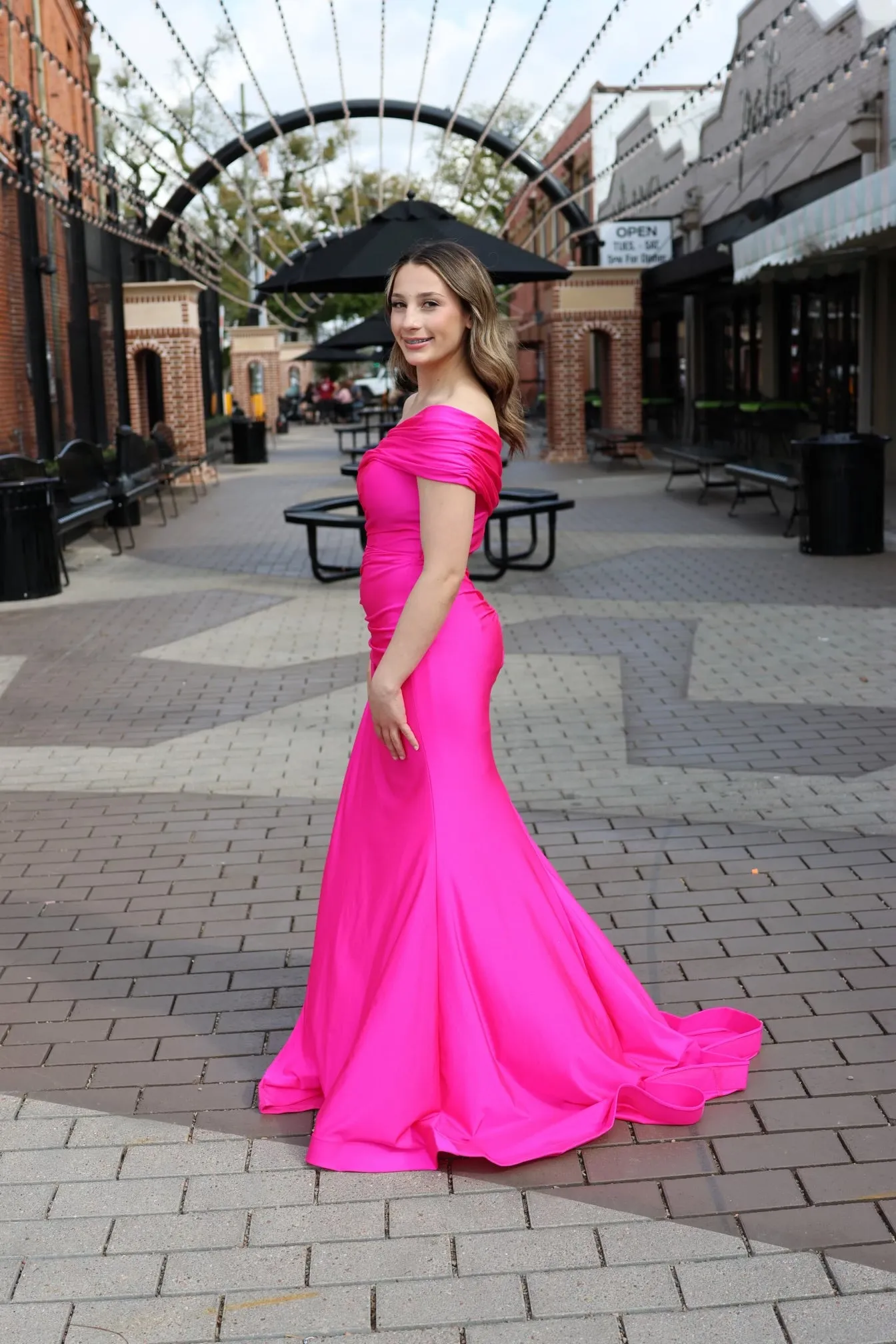 Danika Stretch Satin Gown With Gloves
