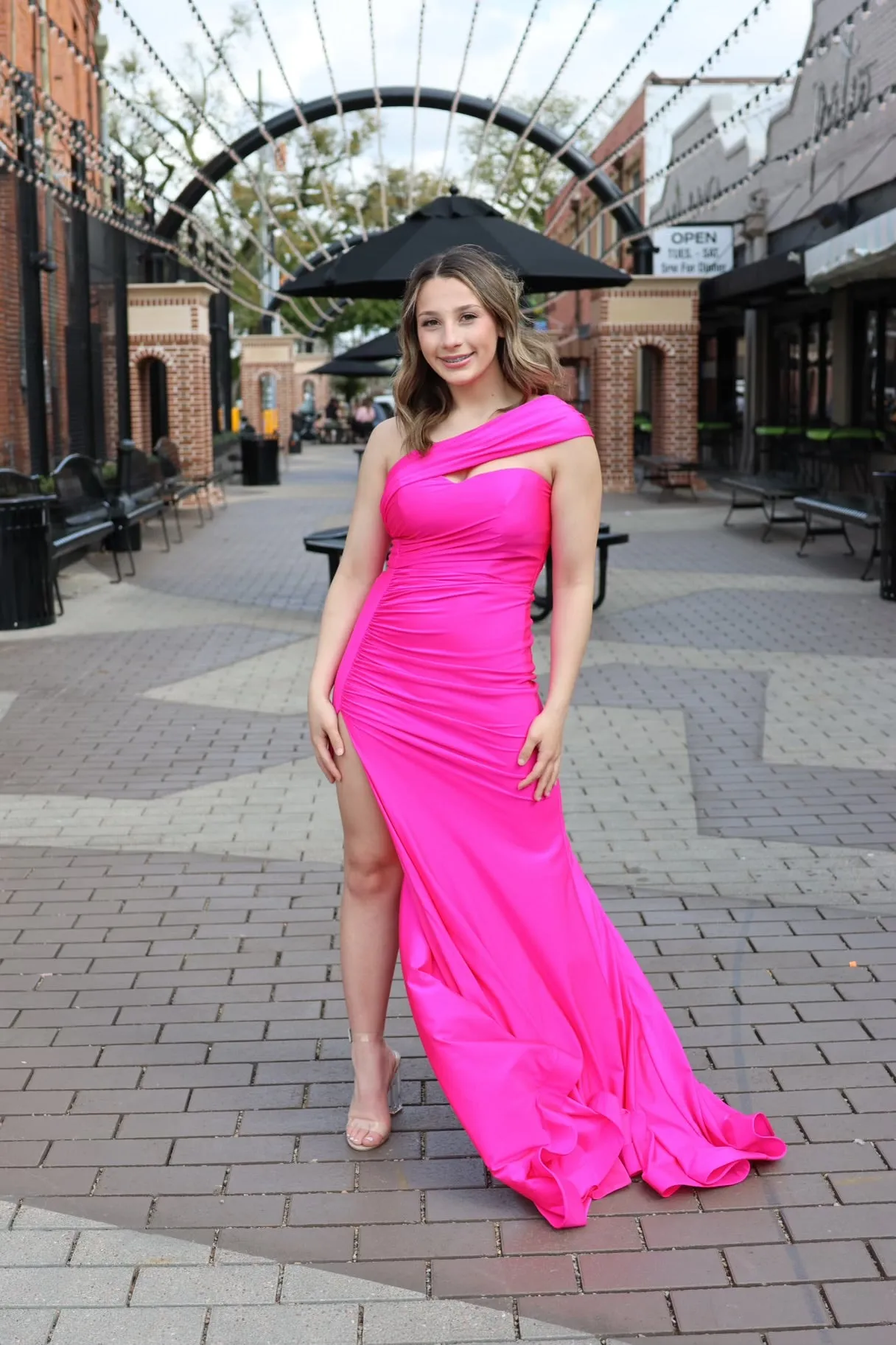 Danika Stretch Satin Gown With Gloves