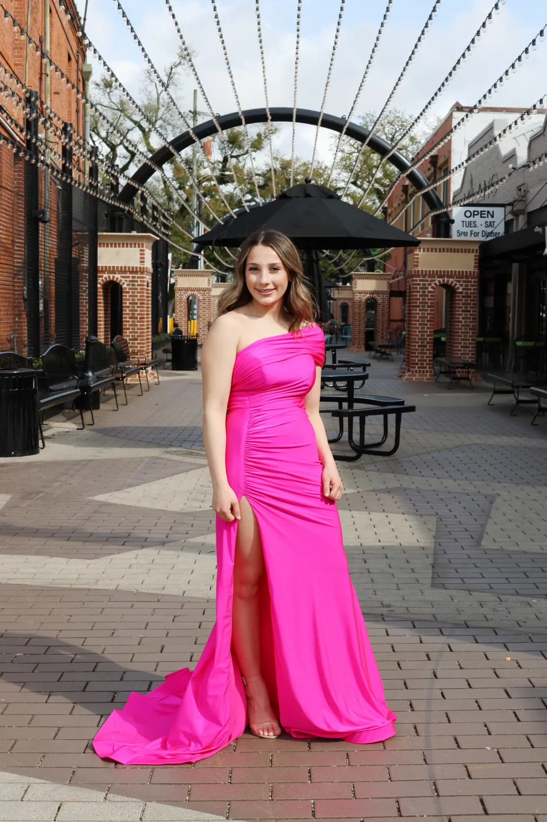 Danika Stretch Satin Gown With Gloves