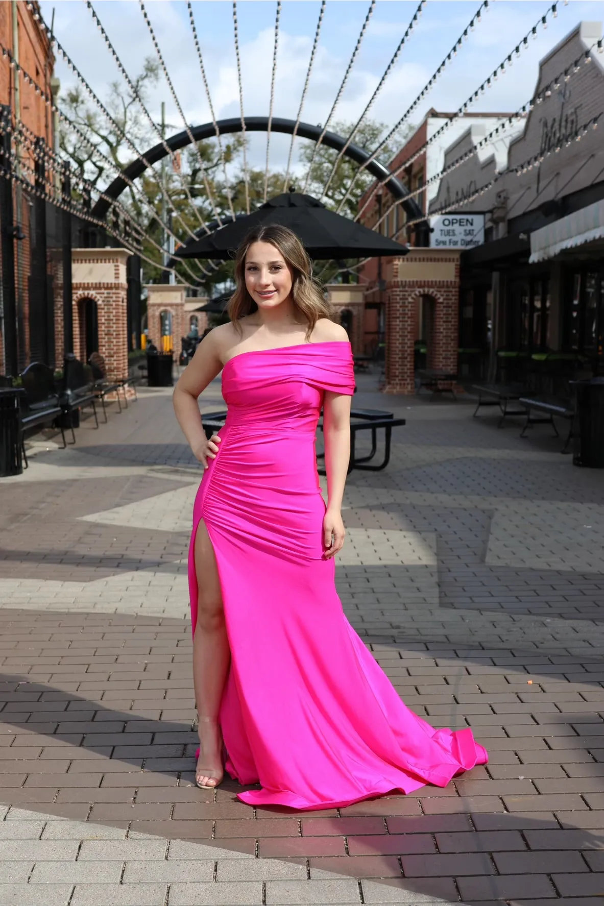 Danika Stretch Satin Gown With Gloves