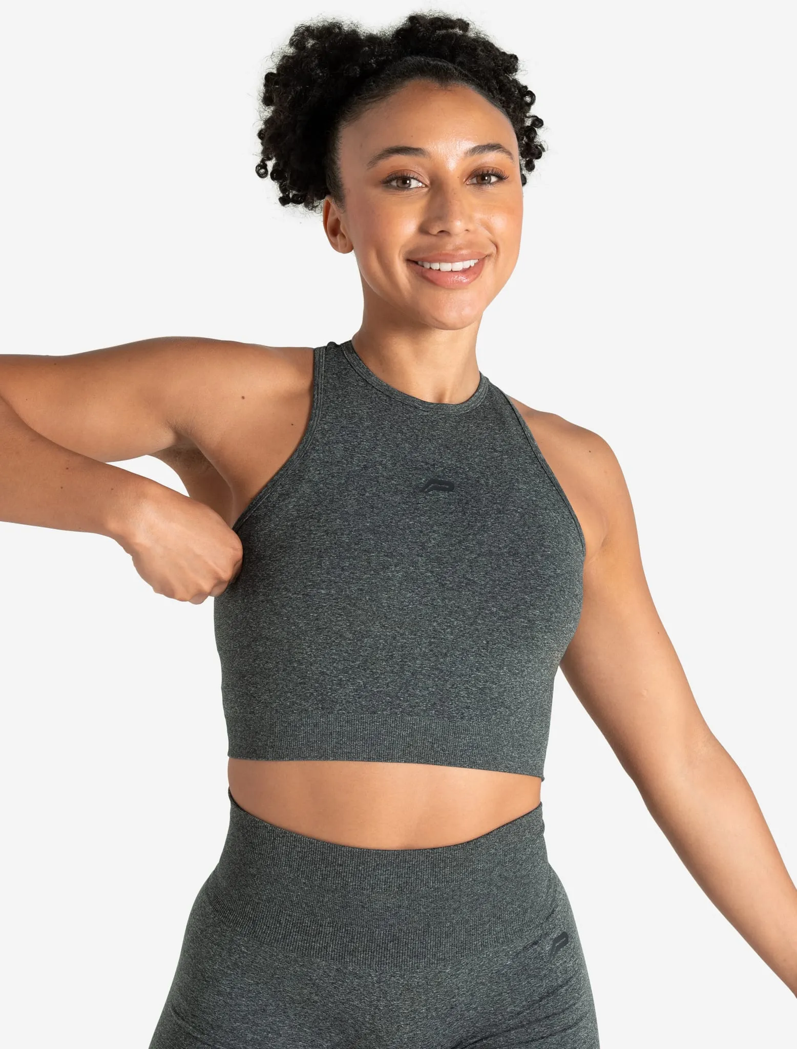 Form Seamless Crop Tank - Green Marl