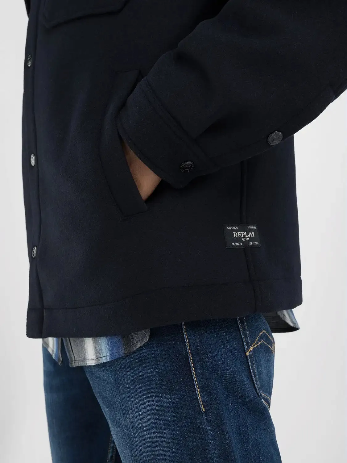 ID24988-Replay Navy Overshirt Jacket
