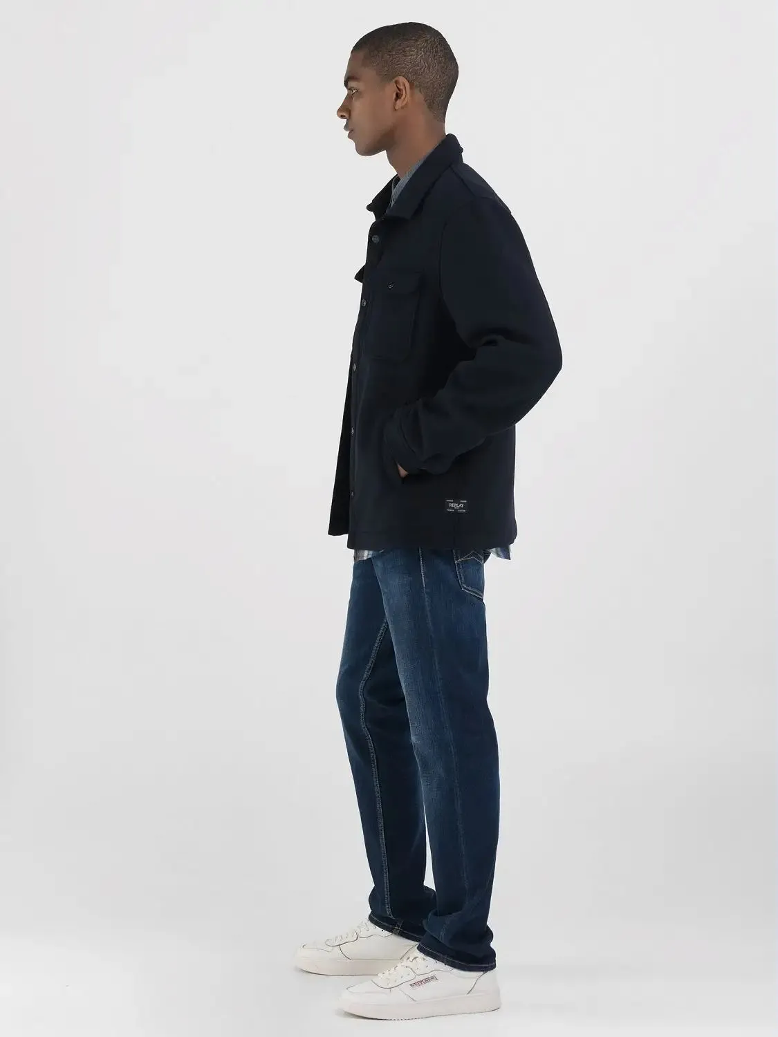 ID24988-Replay Navy Overshirt Jacket