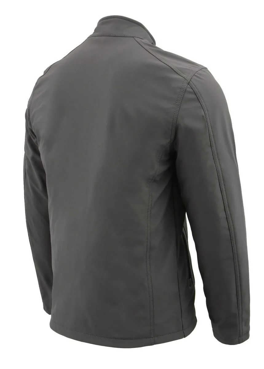 Nexgen Heat MPM1762SET Mens Soft Shell Heated Jacket - Grey Standup Collar Jacket for Winter with Battery Pack