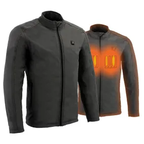 Nexgen Heat MPM1762SET Mens Soft Shell Heated Jacket - Grey Standup Collar Jacket for Winter with Battery Pack