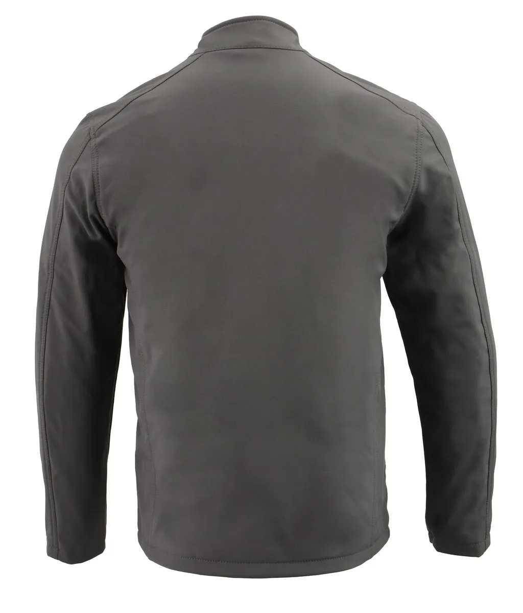 Nexgen Heat MPM1762SET Mens Soft Shell Heated Jacket - Grey Standup Collar Jacket for Winter with Battery Pack