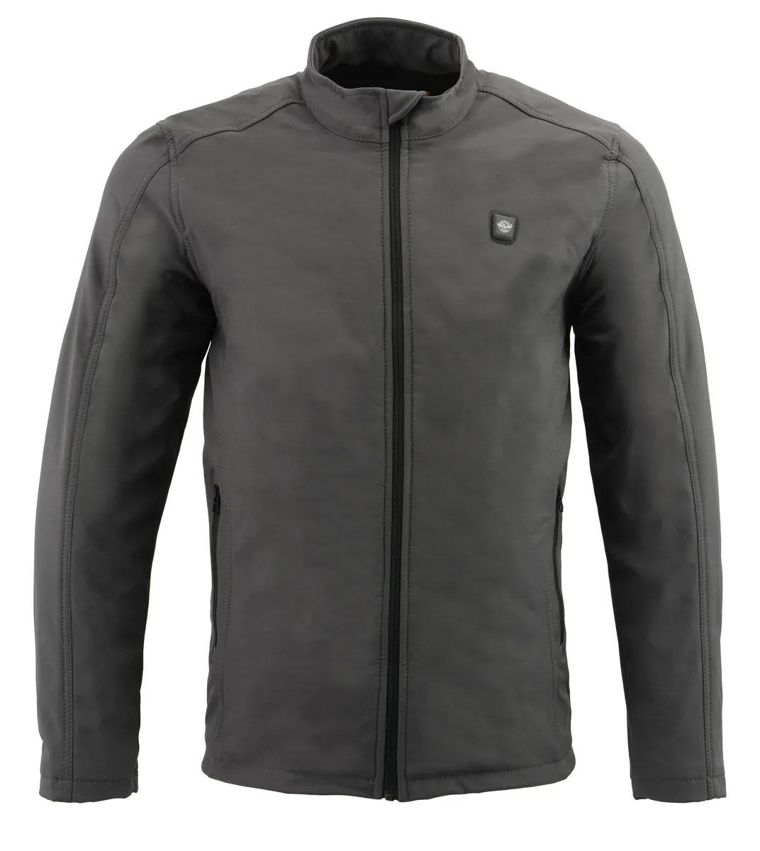 Nexgen Heat MPM1762SET Mens Soft Shell Heated Jacket - Grey Standup Collar Jacket for Winter with Battery Pack