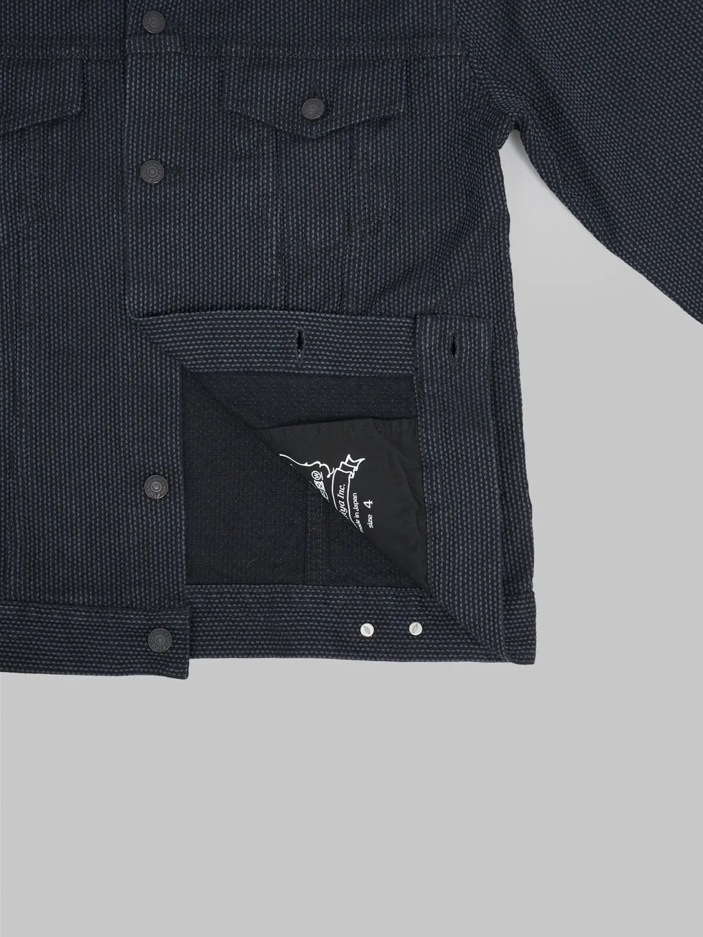 Pure Blue Japan 6118-BK Sashiko Type III Jacket Grey Black