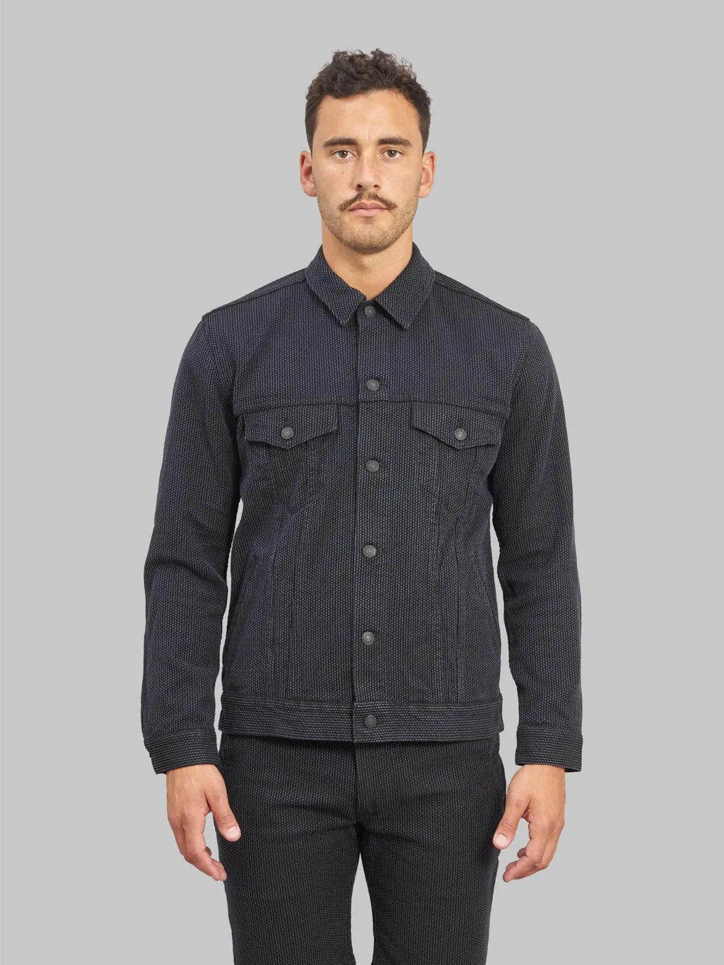 Pure Blue Japan 6118-BK Sashiko Type III Jacket Grey Black