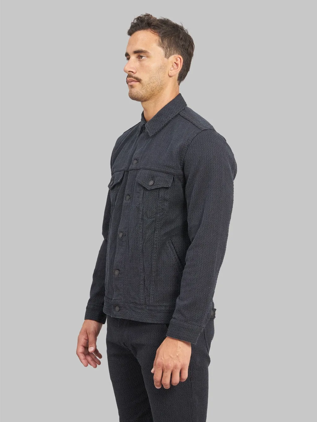 Pure Blue Japan 6118-BK Sashiko Type III Jacket Grey Black