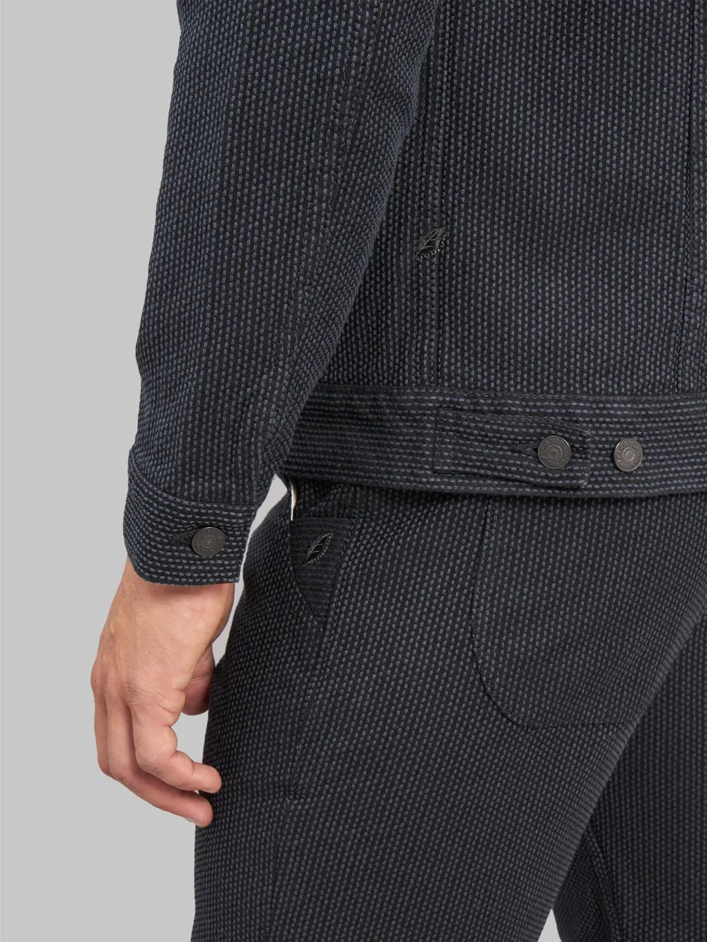 Pure Blue Japan 6118-BK Sashiko Type III Jacket Grey Black
