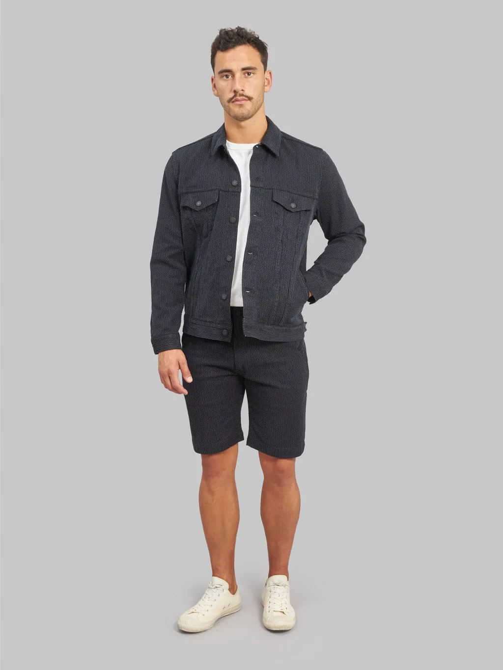 Pure Blue Japan 6118-BK Sashiko Type III Jacket Grey Black