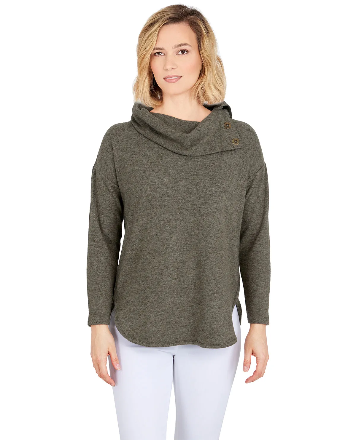 Ruby Road All Cozy Cowl Twist Knit Top